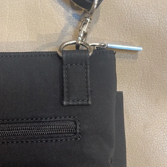 Hobo crossbody bag in black with silver tone hardware, 9 x 6.5 - Picture 5 of 11